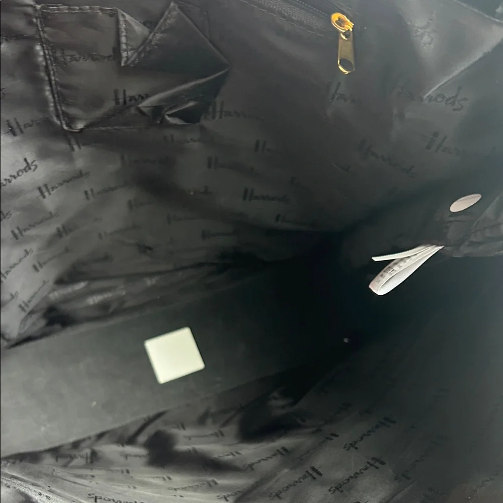 New Harrods Glossy Black Tote with Gold Logo - Picture 4 of 7